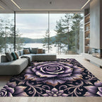 Vintage Mauve Gothic Rose Medallion Rug