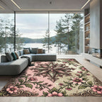 Vintage Pink Floral Star Medallion Rug