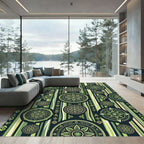 Green Tribal Mandala Stripe Rug
