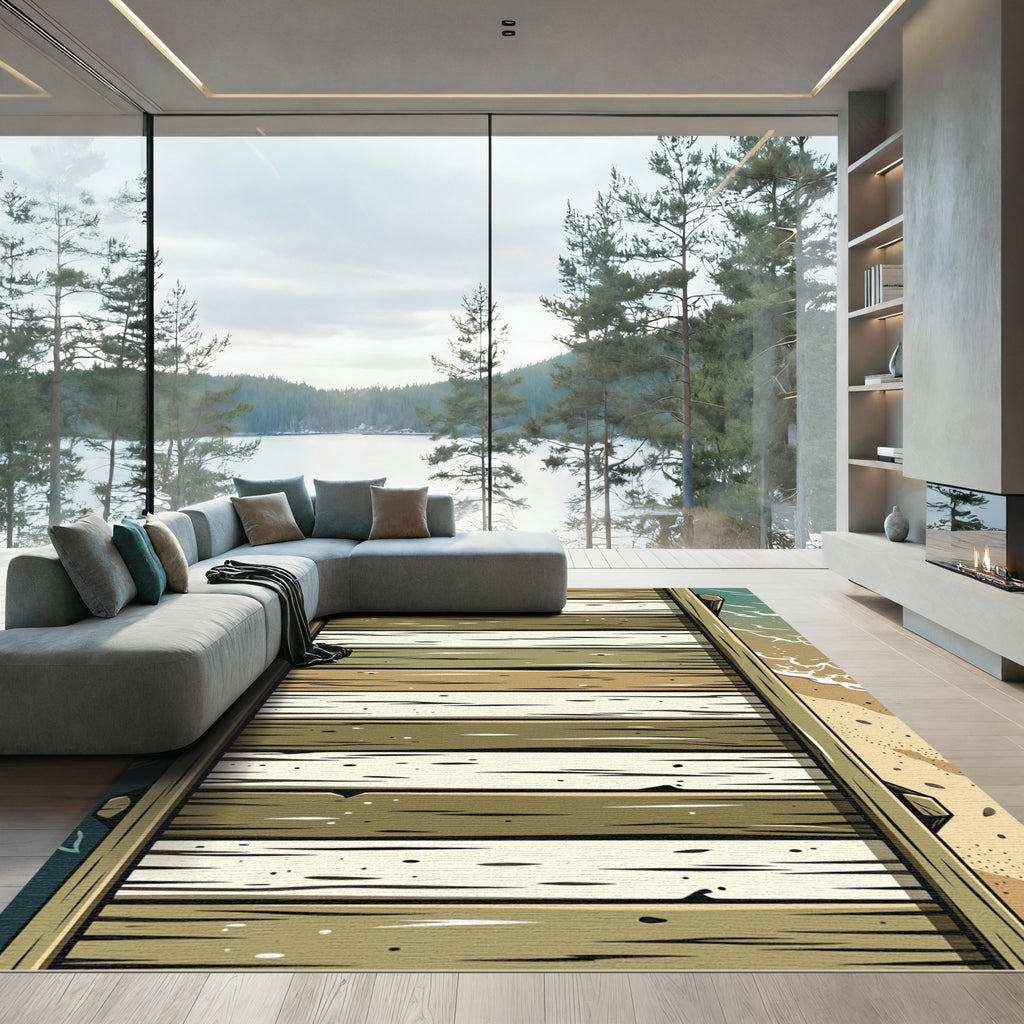 Coastal Weathered Timber Plank Rug
