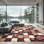 Pink Crimson Peony Tile Arrangement Rug