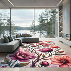 Blush Painted Floral Botanical Art Rug