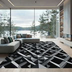 Monochromatic Gray Geometric Sculpture Rug