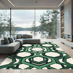 Geometric Sage Interlocking Hexagon Grid Rug