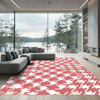 Crimson White Houndstooth Interlocking Rug