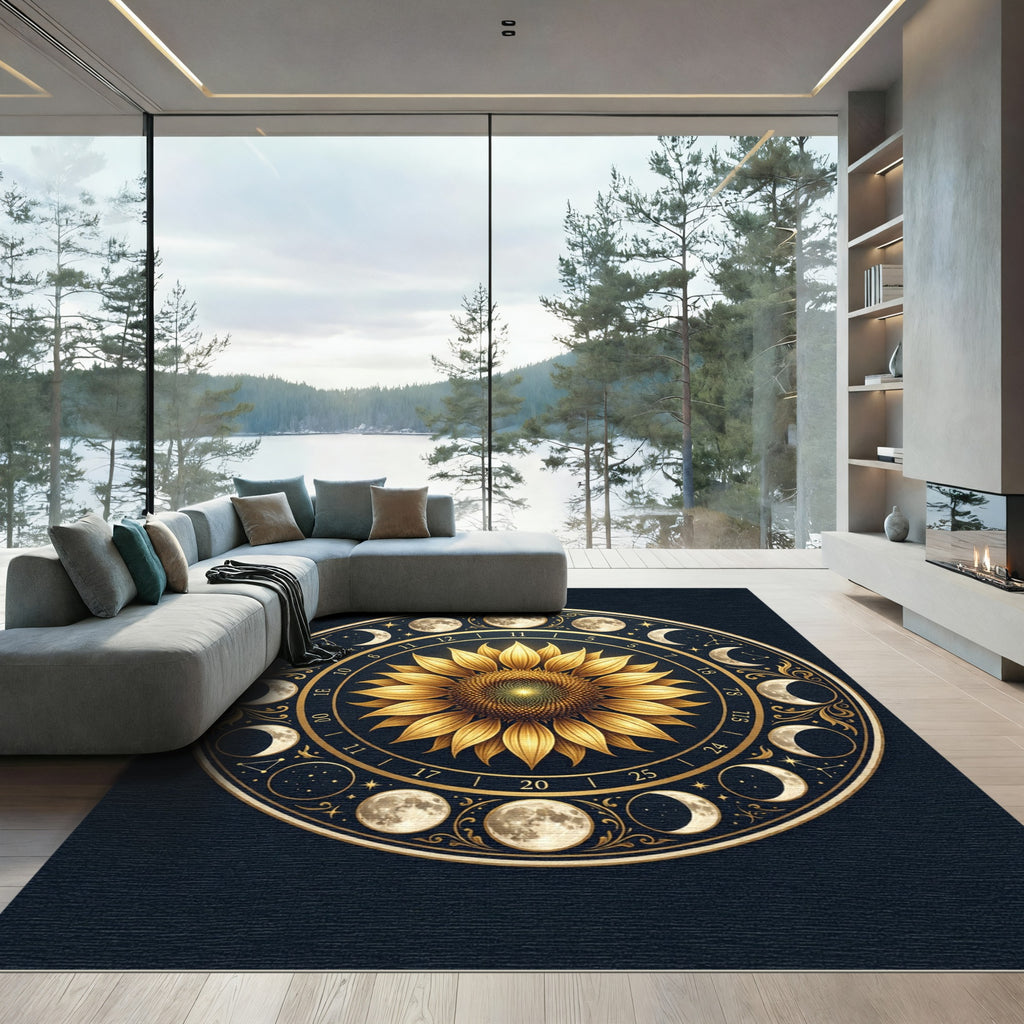 Celestial Sun and Moon Lunar Calendar Rug