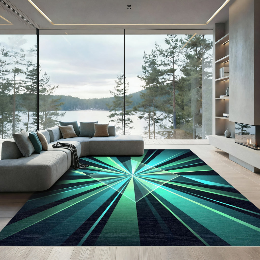 Emerald Geometric Radiant Star Rug