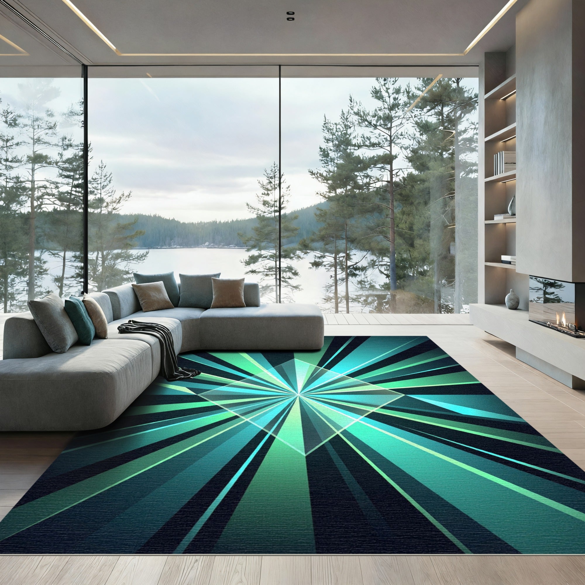 Emerald Geometric Radiant Star Rug