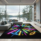 Vibrant Neon Burst Celestial Glow Rug
