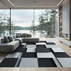 Monochrome Textured Block Art Rug