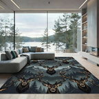Majestic Stag Heads Forest Mountain Dusk Rug