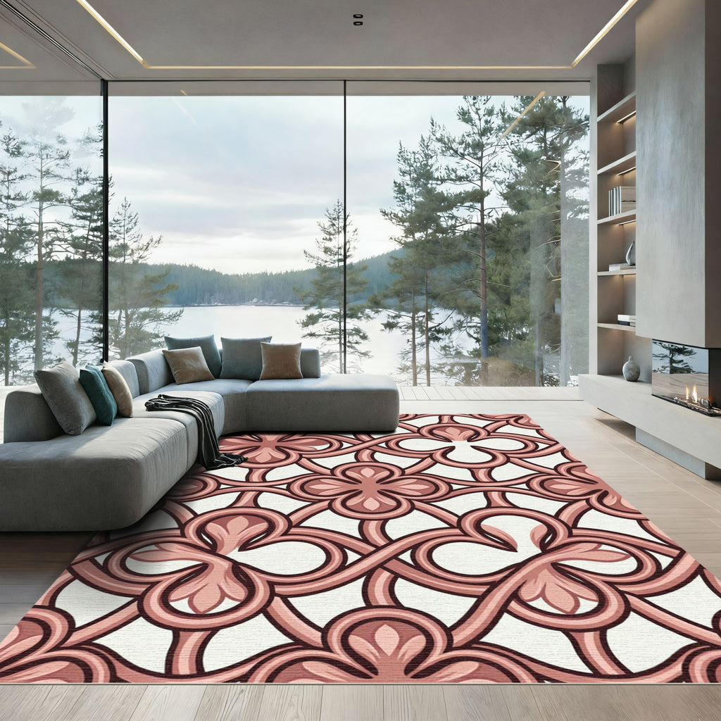 Blush Rose Interlocking Quatrefoil Tile Rug