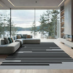 Minimalist Gray and Black Linear Rug