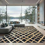 Gold Metallic Geometric Art Deco Lattice Rug
