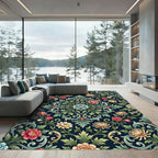Floral Medallion Navy Botanical Garden Rug