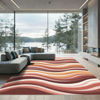 Earthy Tone Abstract Wave Relief Rug