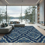 Rich Indigo Floral Medallion Rug