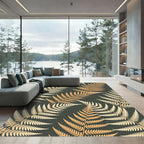 Golden Fern Frond Pattern Rug