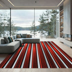 Metallic Red Vertical Stripe Rug