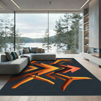 Orange Geometric Pickaxe Forward Motion Rug