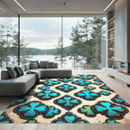 Aged Teal Quatrefoil Clover Medallion Rug