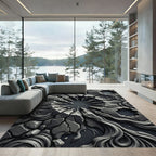 Monochromatic Stone Rock Formation Swirl Rug