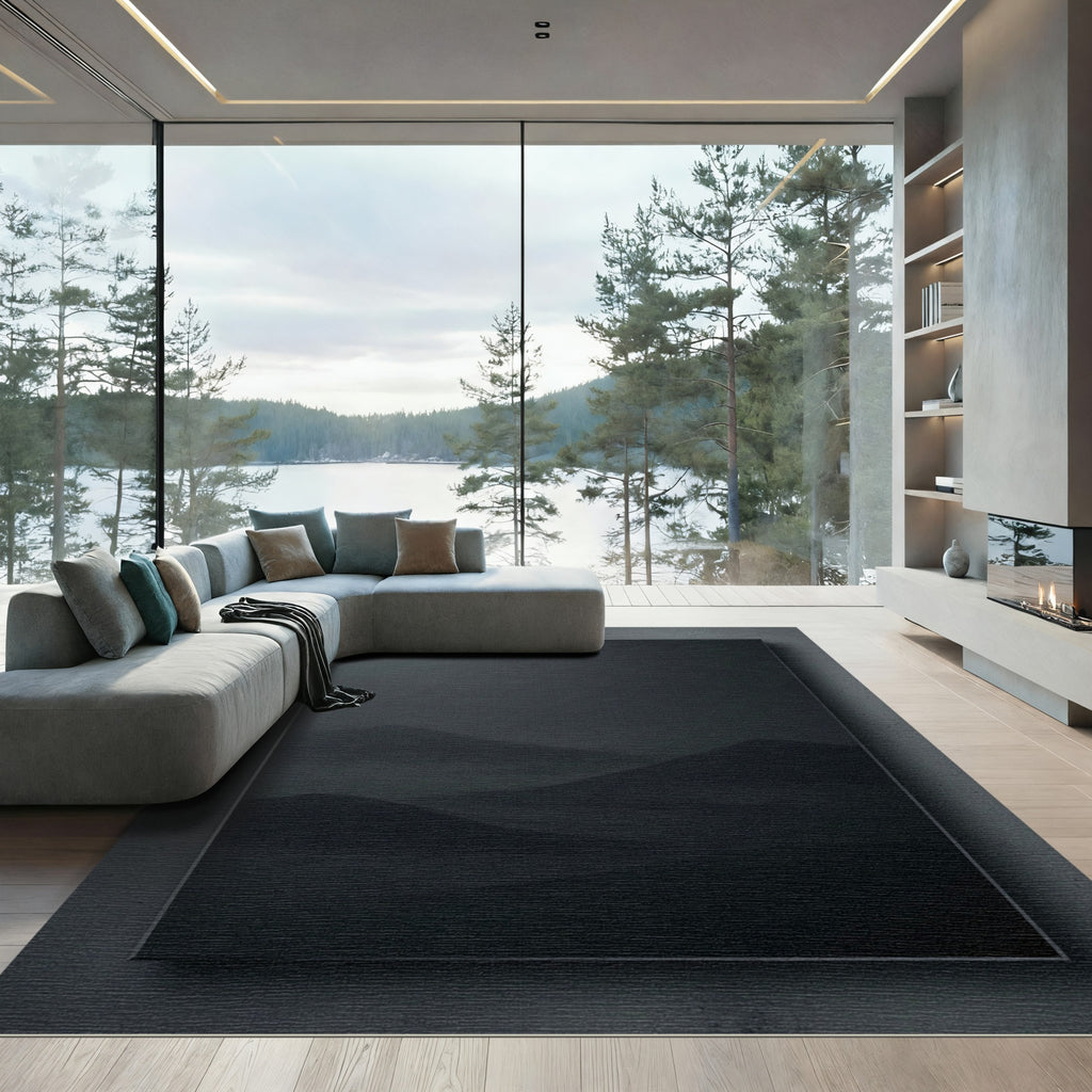Dark Misty Mountain Landscape Runner Rug