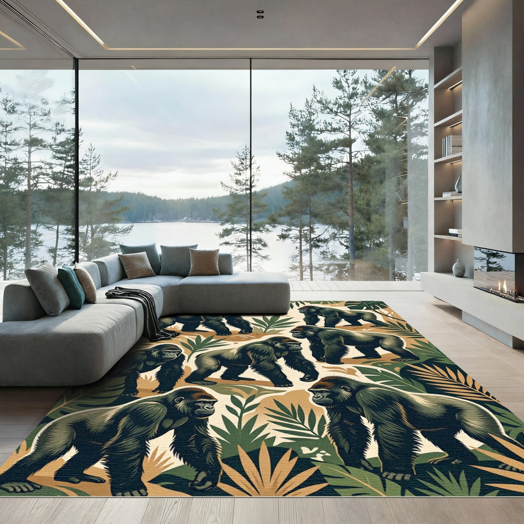 Tropical Jungle Gorilla Forest Floor Rug
