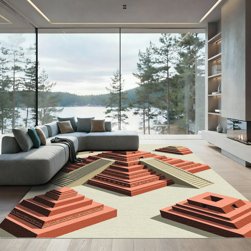 Terracotta Pyramid Succession Rug
