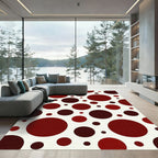 Deep Crimson Polka Dot Cluster Rug