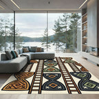 Tribal Hourglass Earthy Tone Stripes Rug