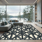 Dark Gray Intersecting Lattice Geometric Rug