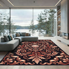 Ornate Bronze Seashell Foliate Scroll Rug