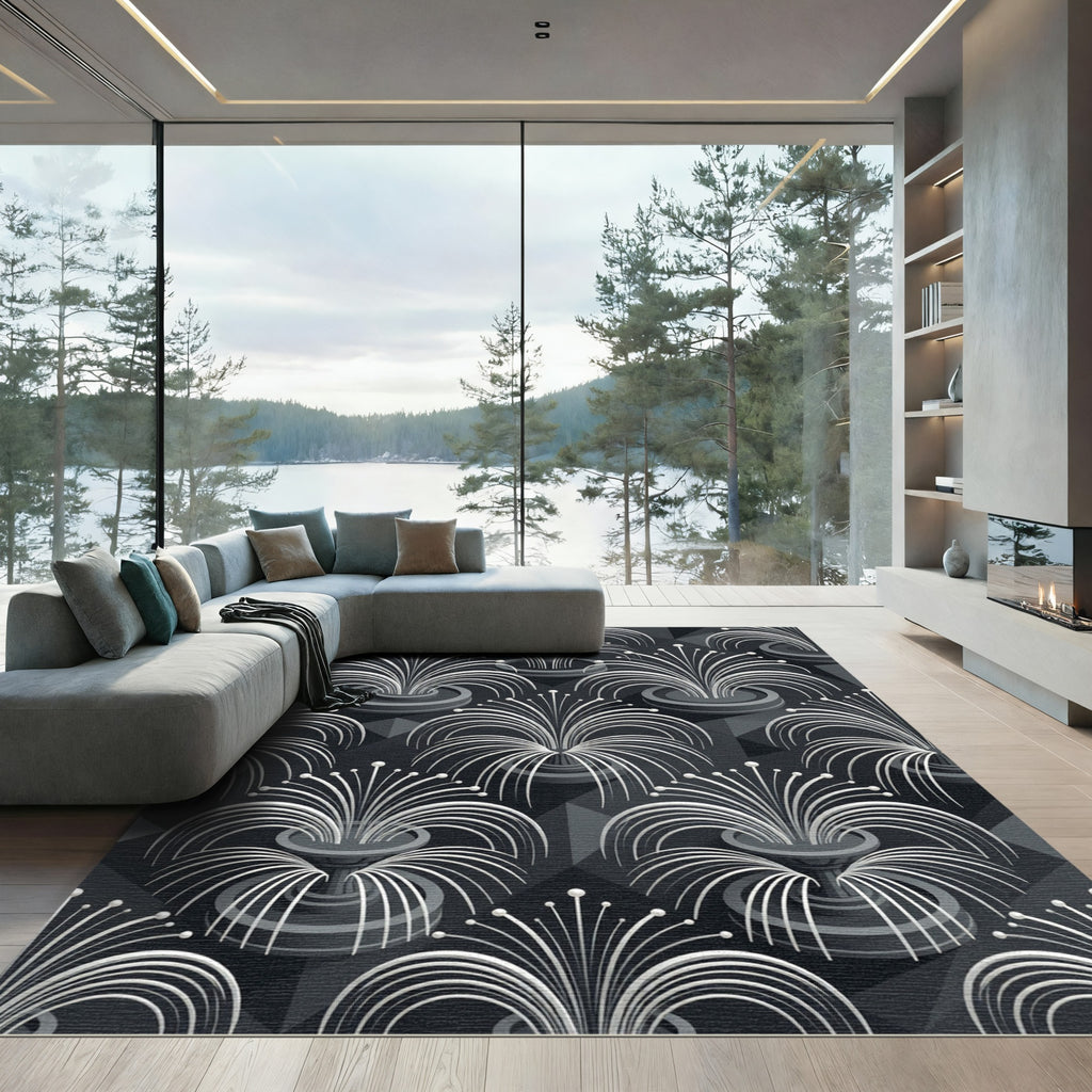 Gray Fountain Art Deco Rug