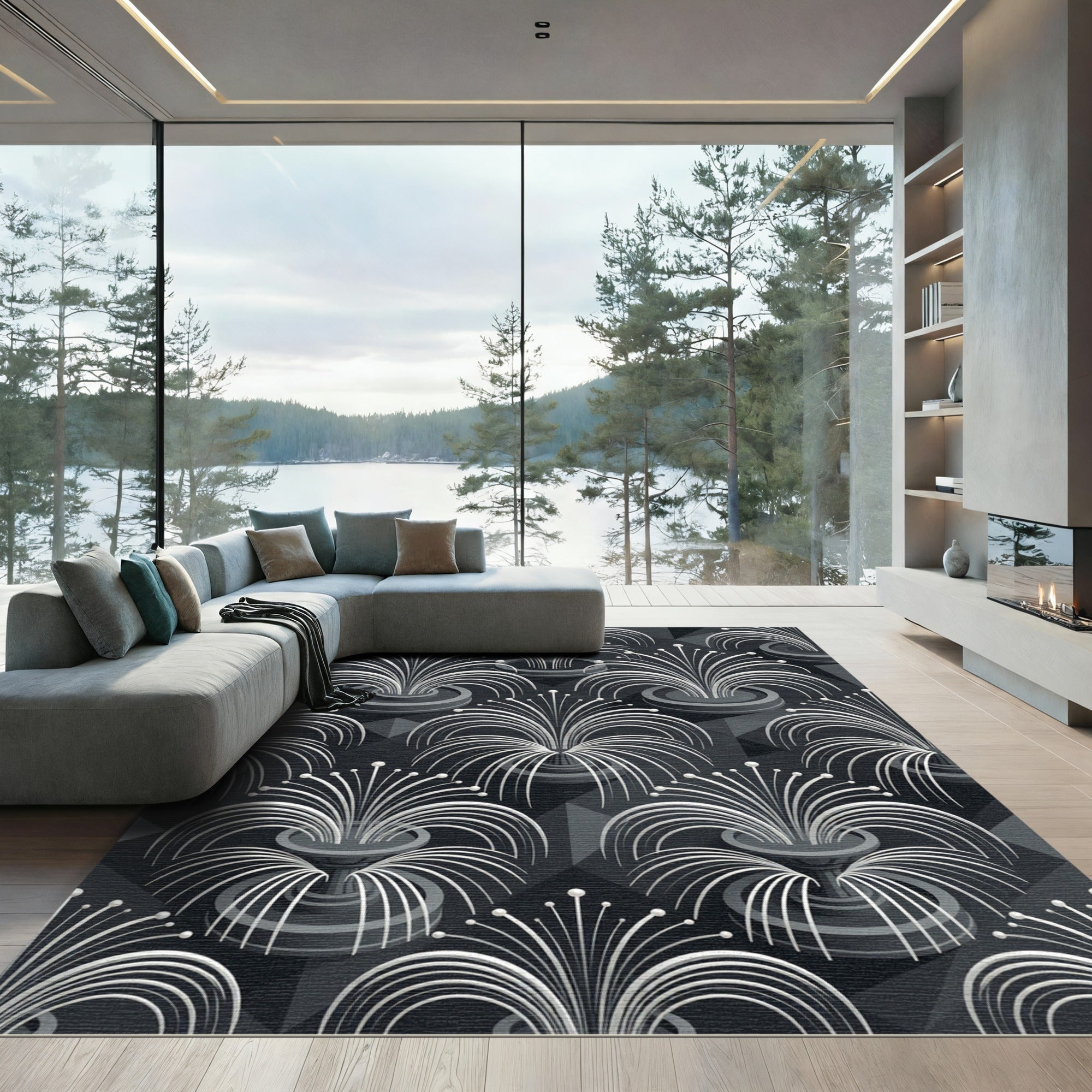 Gray Fountain Art Deco Rug