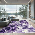 Watercolor Purple Floral Abstract Swirl Rug
