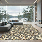 Classic Tan Floral Arabesque Background Rug