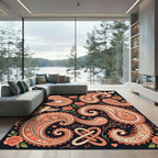 Peach Paisley Cherub Rose Garland Rug