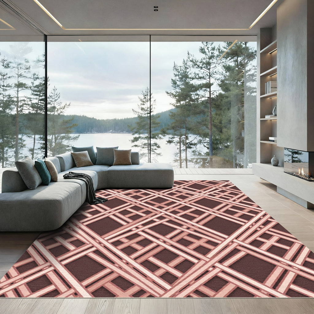 Rose Gold Intersecting Lattice Rug