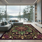 Gilded Plum Rose Scrollwork Floral Rug