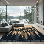 Minimalist Earthen Tonal Pine Forest Rug