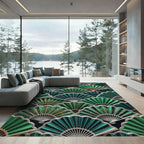 Emerald Green Gilded Fan Repeat Rug