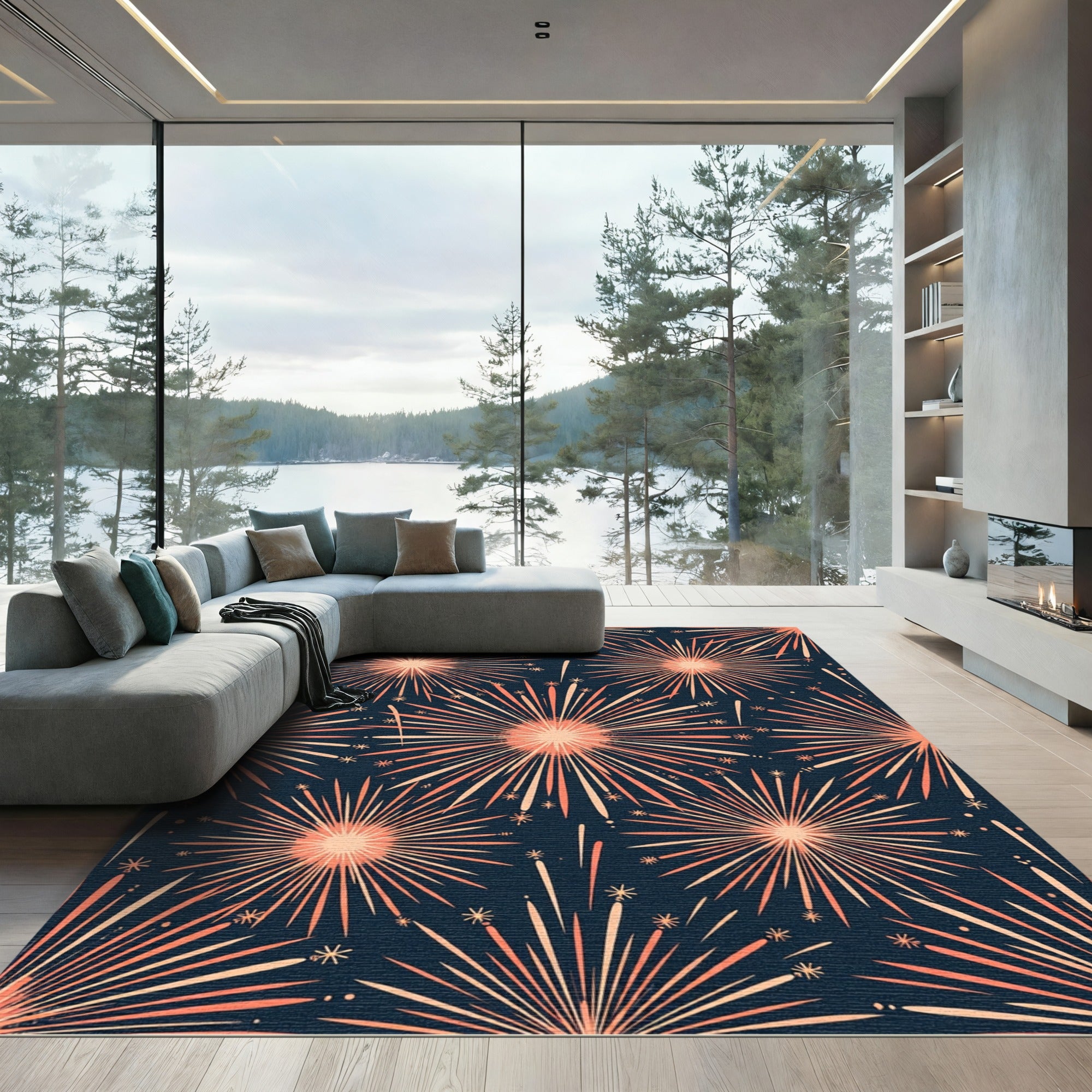 Coral Burst Starburst Radiance Rug