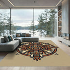 Bronze Orange Cross Sunburst Mandala Rug