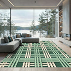 Sage Green and Cream Woven Grid Rug