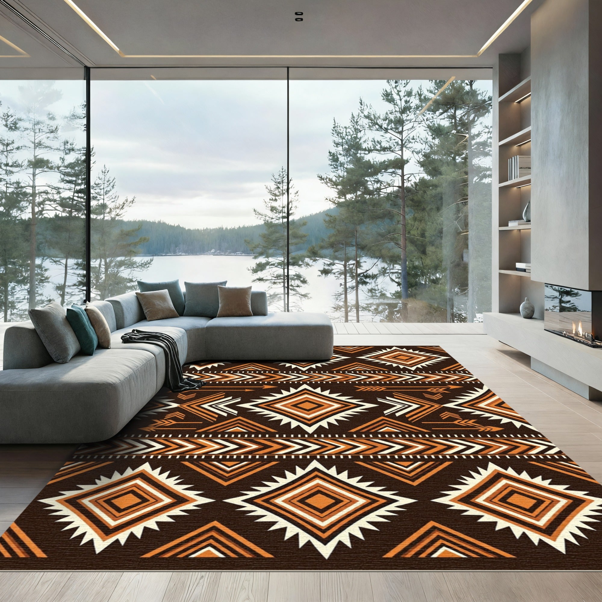 Geometric Diamond Arrow Earthy Tone Rug