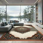 Ornate Silver and Copper Floral Medallion Rug