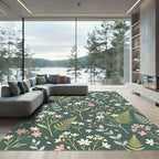 Delicate Pink White Botanical Bloom Rug