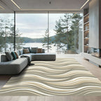 Gradient Beige Abstract Wave Rug