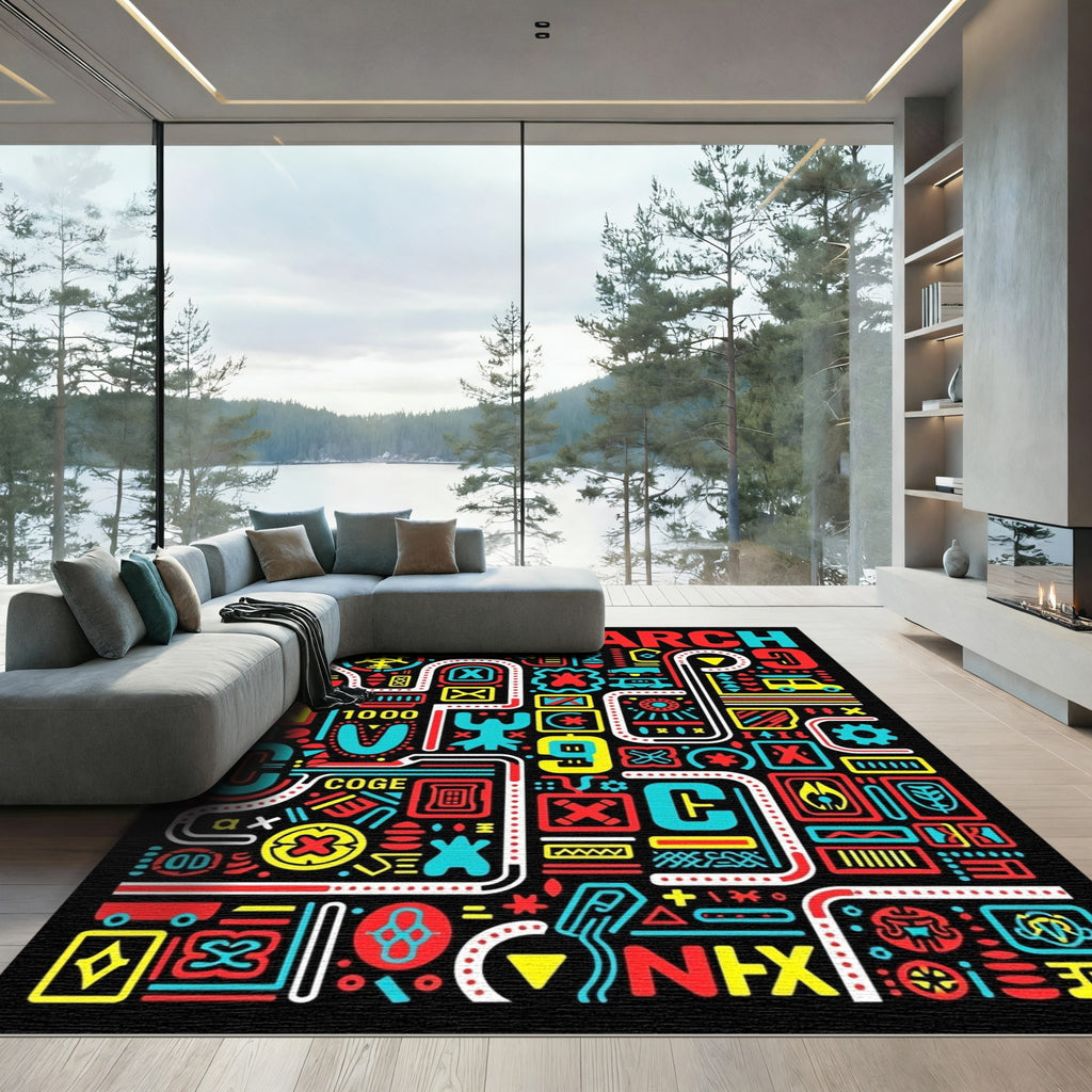 Bold Geometric Abstract Alphabet Rug